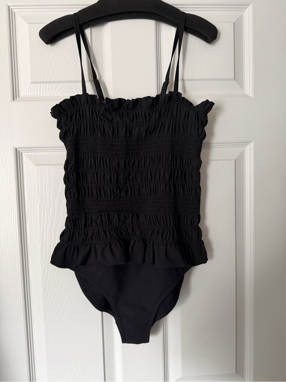 Tory Burch Black Smocked One-Piece Swimsuit